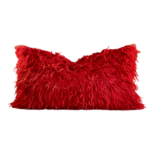 Vintage Turkish Angora Wool Filikli Rug Newly Converted to a Zippered Extra Large Pillow Cover With Insert