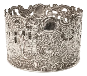 Antique American Sterling Silver Wine Bottle Decanter Coaster Cuff New York 1915