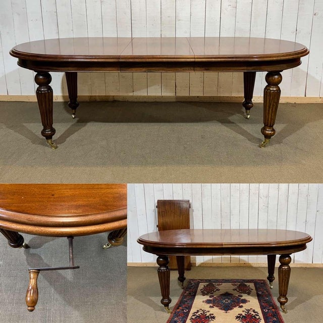 Victorian style oval mahogany table with 1 extension leaf - crank system - 1970s work - Lmin=1.82m Lmax=2.32m W=1.15m...