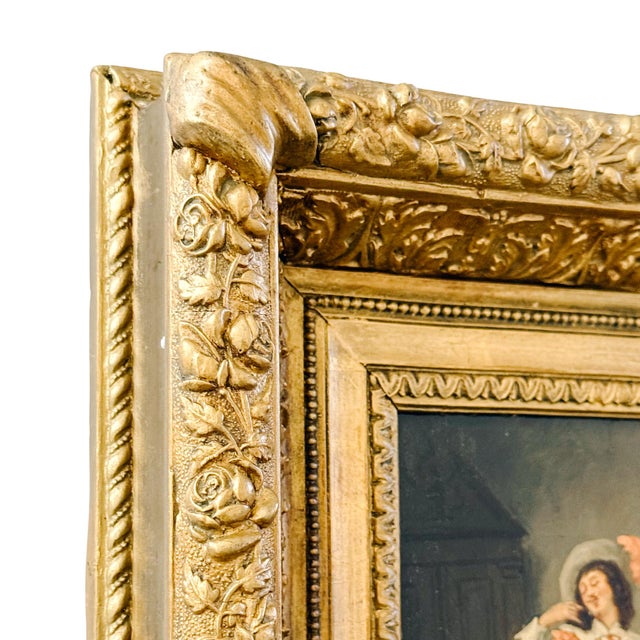 19th Century Italian Cavalier Portrait Oil Paintings in Ornate Giltwood Frames, 1850 & Signed - A Pair For Sale - Image 11 of 15