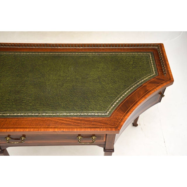 Antique Edwardian Writing Table with Leather Top, 1900s For Sale - Image 6 of 11