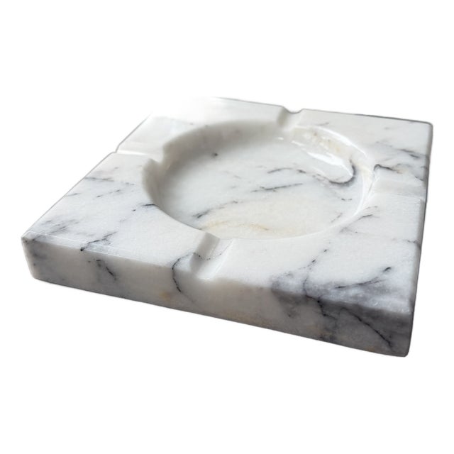 White Marble Naya Ashtray by Nina Magon For Sale