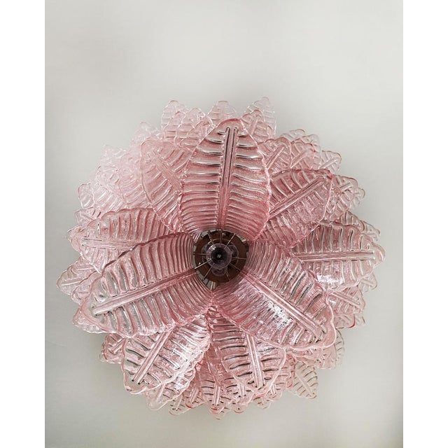 Pink Murano Leaves Chandelier, 1980s For Sale - Image 8 of 15