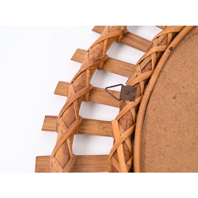 Mid-Century Italian Round Mirror in Rattan, Bamboo and Wicker attributed to Franco Albini, 1970s For Sale - Image 13 of 14