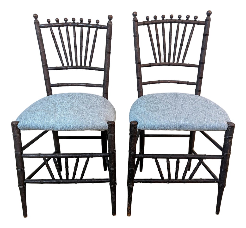 Antique Faux Bamboo Side Chair - A Pair