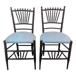 Antique Faux Bamboo Side Chair - A Pair For Sale