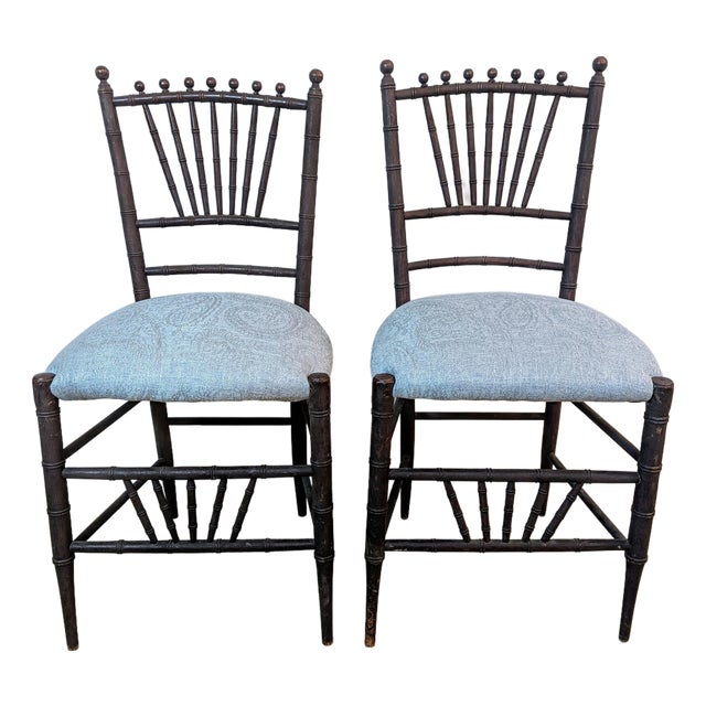 Antique Faux Bamboo Side Chair - A Pair For Sale