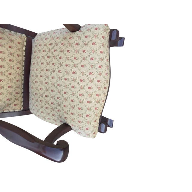 Brown Antique French Carved Empire Rocking Chair Armchair Mahogany Lounge Rocker For Sale - Image 8 of 13