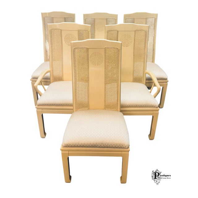 Vintage Bernhardt Shibui Collection Chinoiserie Style Ivory Dining Chairs - Set of 6 For Sale - Image 11 of 11