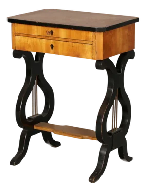 19th Century Lyra Sewing Table in Black Cherry Wood, 1820