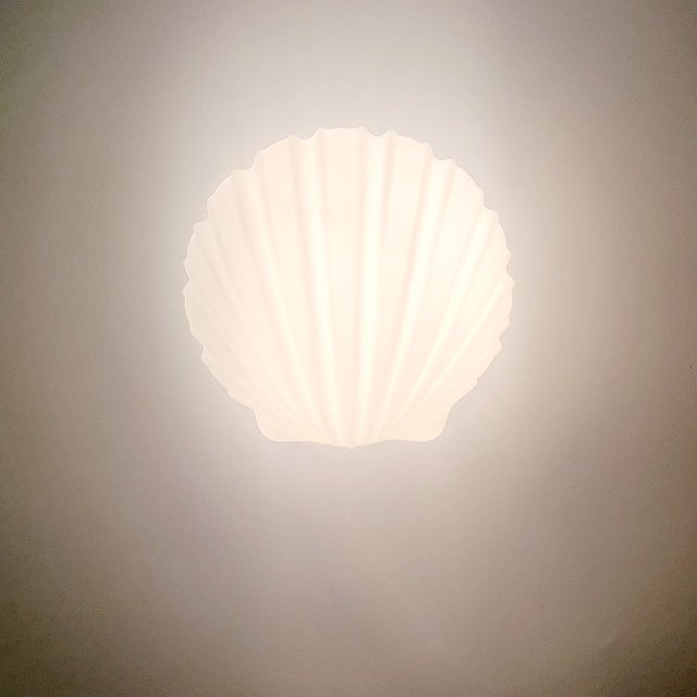 Glass 1 of 5 Mid Century Shell-Shaped Opaline Glass Wall Light/Sconce From Limburg, Germany, 1970s For Sale - Image 7 of 11