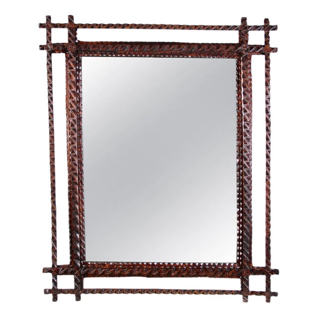 Tramp Art Wall Mirror, Austria, 1880s For Sale