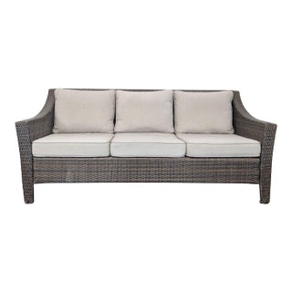 Threshold Outdoor All Weather Wicker Sofa With Cushions - 3-Seater Patio Couch For Sale