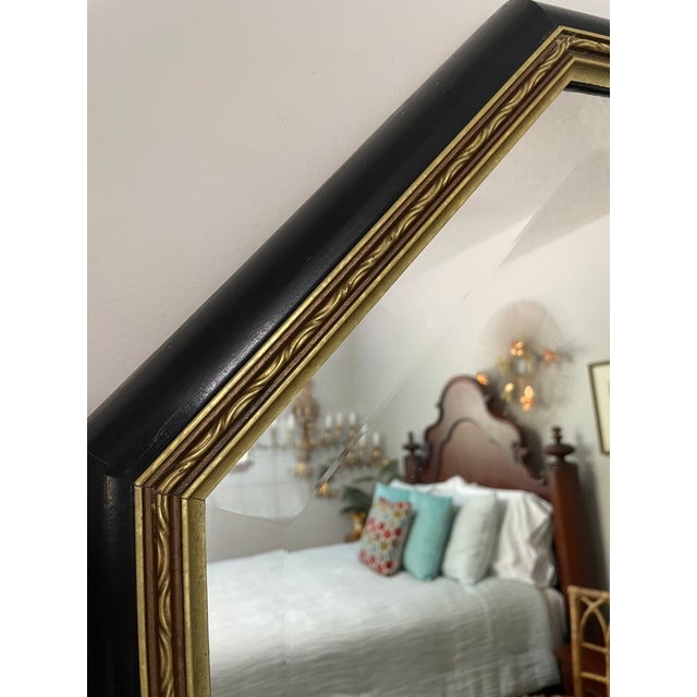 Black 1970s-80s Large Beveled Octagonal Wall Mirror, Edward Art Products For Sale - Image 8 of 14