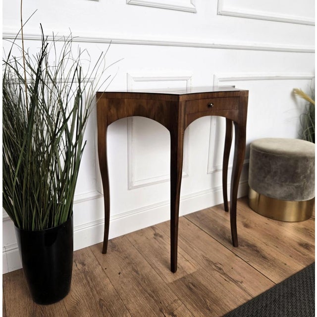 Brown Mid-Century Modern Italian Wood Inlay Wall Console Table 1960s For Sale - Image 8 of 11