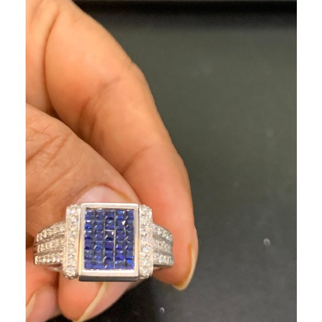 1.5 Carat Princess Cut Diamond & 1 Ct Blue Sapphire Flip Ring 14 K Gold, Unisex For Sale - Image 18 of 18