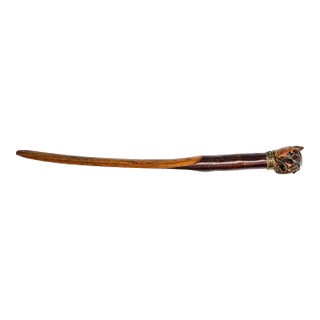 Amazing Hand Carved Wood British Bull Dog Antique Desk Letter Opener Office Decor For Sale
