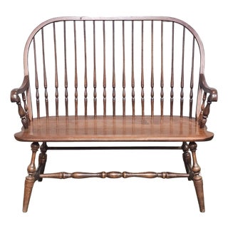 Late 20th Century L. Hitchcock Windor Style Bench Made in Conneticut For Sale
