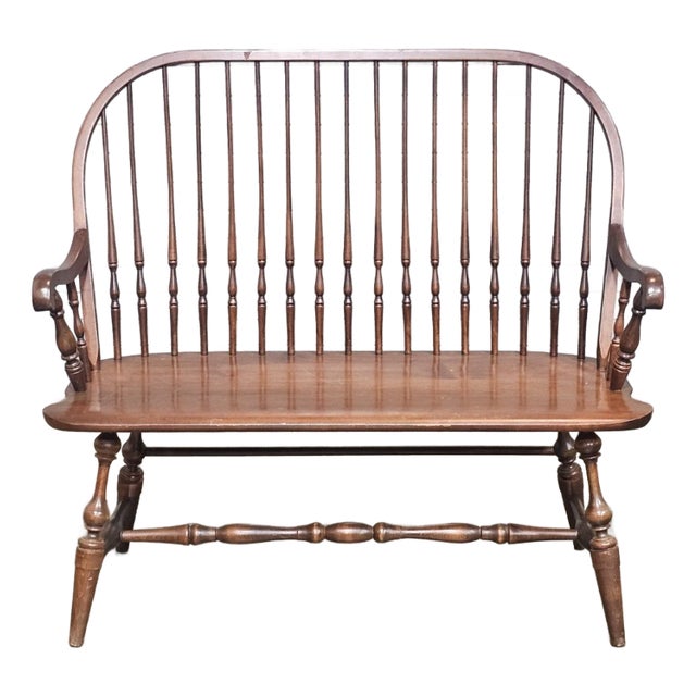 Late 20th Century L. Hitchcock Windor Style Bench Made in Conneticut For Sale
