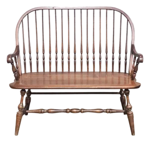 Late 20th Century L. Hitchcock Windor Style Bench Made in Conneticut