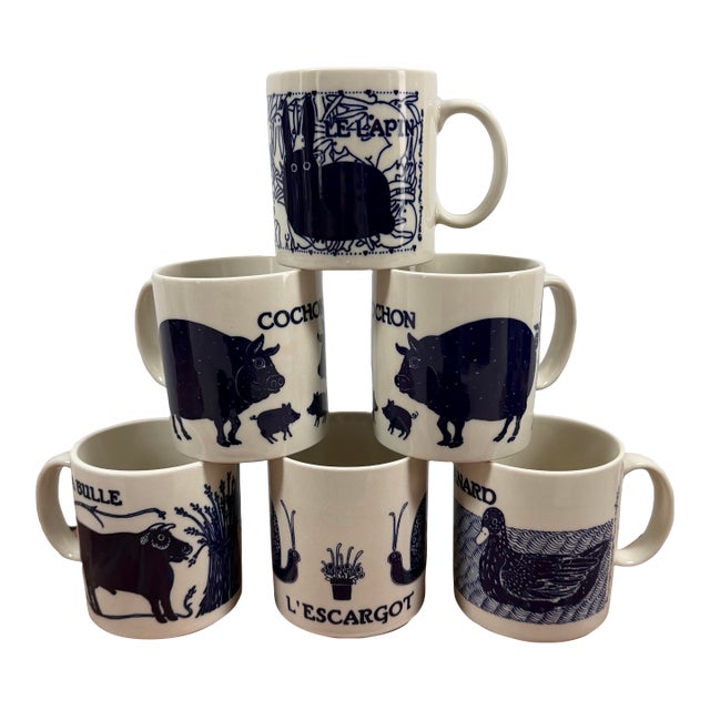 1970s Vintage French Taylor & Ng Collectible Mugs - Set of 6 For Sale