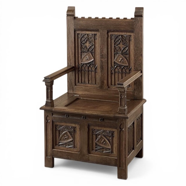 Antique French Neogothic Caquetoire ~ Cathedral Chair ~ Armchair For Sale - Image 15 of 15