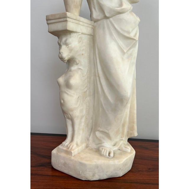 Early 19th Century Carrara Marble Sculpture of a Romantic Young Girl with a Signed Jug For Sale - Image 9 of 12