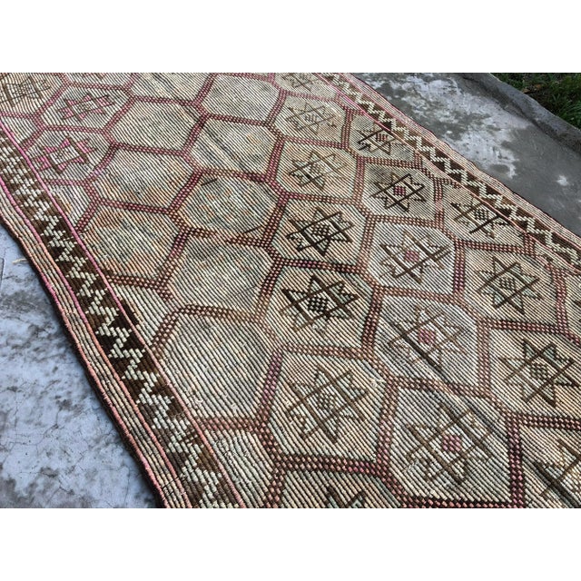 1960s Vintage Handwoven Tribal Kilim Rug - 5′1″ × 11′7″ For Sale - Image 6 of 11