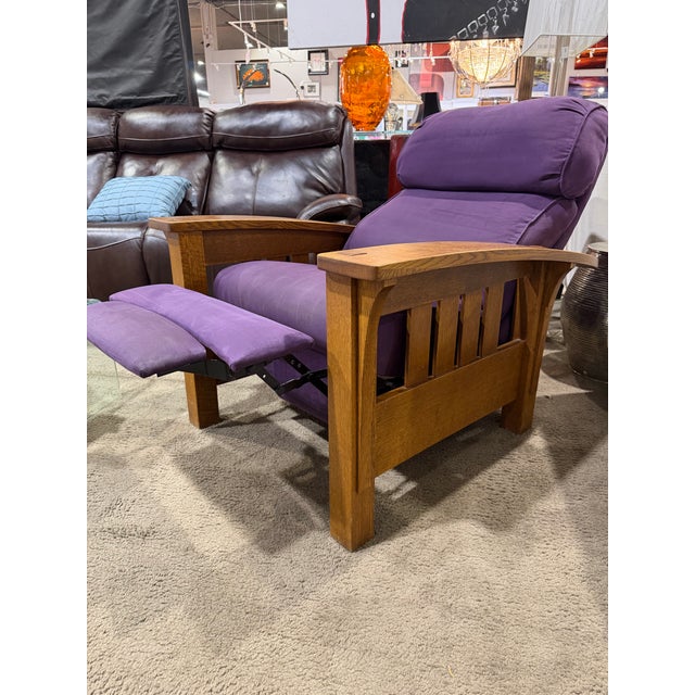 Stickley Stickley Furniture Recliner With Oak Frame For Sale - Image 4 of 5