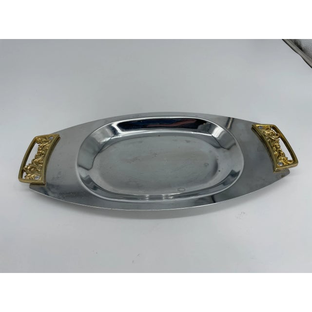 Vintage Kromex Gold & Silver Serving Dish For Sale In Greenville, SC - Image 6 of 6