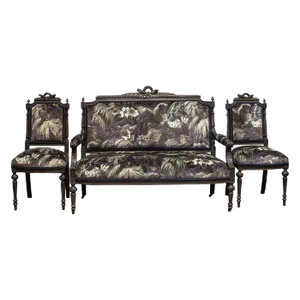 19th Century Napoleon III Ebonized Salon Suite, Set of 3