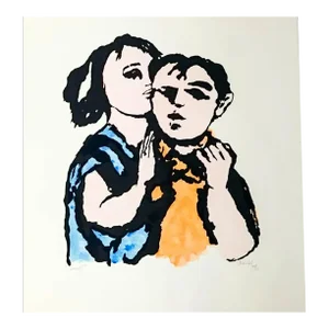 1966 Frank Kleinholz Secrets Figural Serigraph With Watercolor