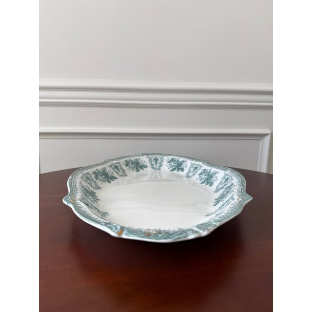 Antique English Green and White Oval Serving Platter For Sale - Image 13 of 15