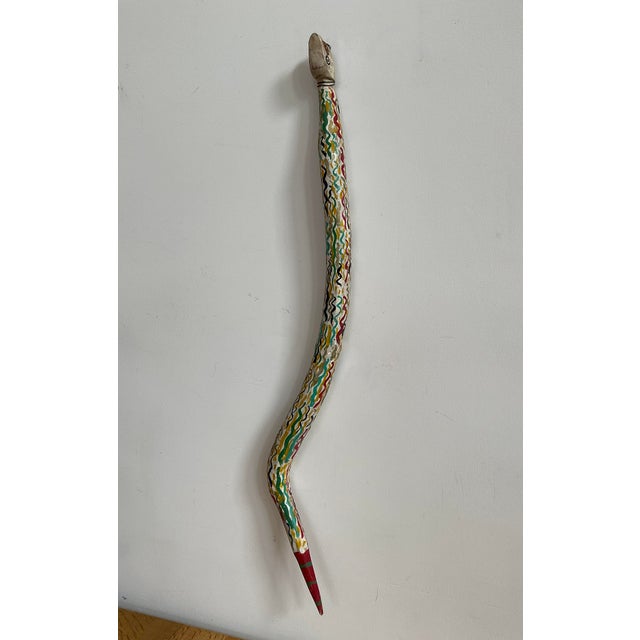 Wood 1970s Hand-Carved & Hand-Painted Wooden Folk Art Snake For Sale - Image 7 of 15