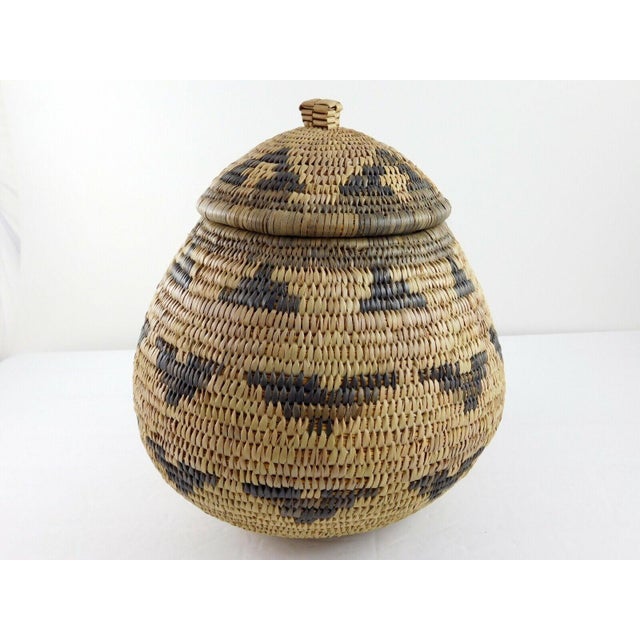 1980s Traditional Zulu Woven Basket by Soneni Simelane W Pamphlet Brown