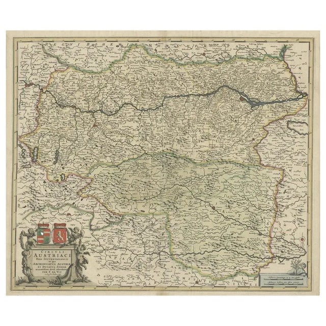 Antique map of Austria titled 'Circuli Austriaci pars septentrionalis in quia archiducatus Austriae et Ducatus Stiriae...