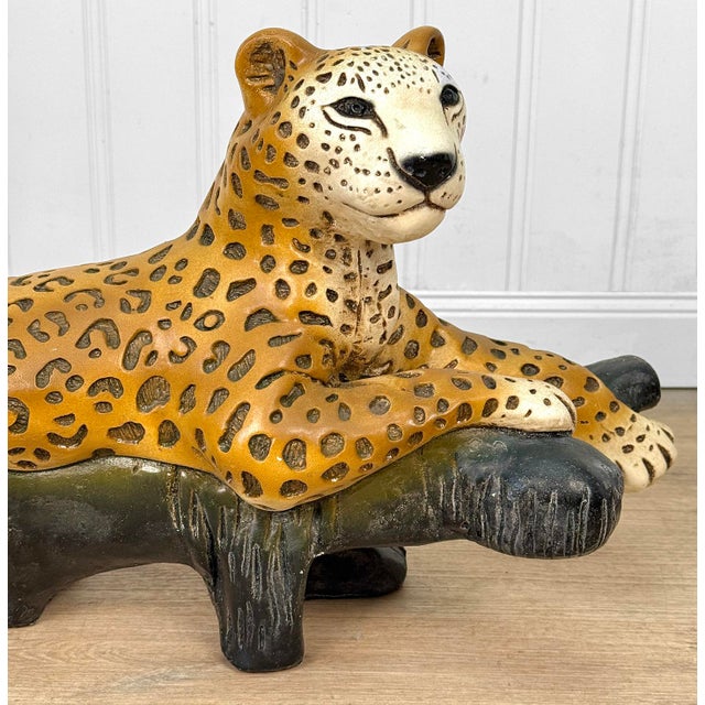 Orange Vintage 25" Hollywood Regency Leopard Figural Statue Sculpture For Sale - Image 8 of 15