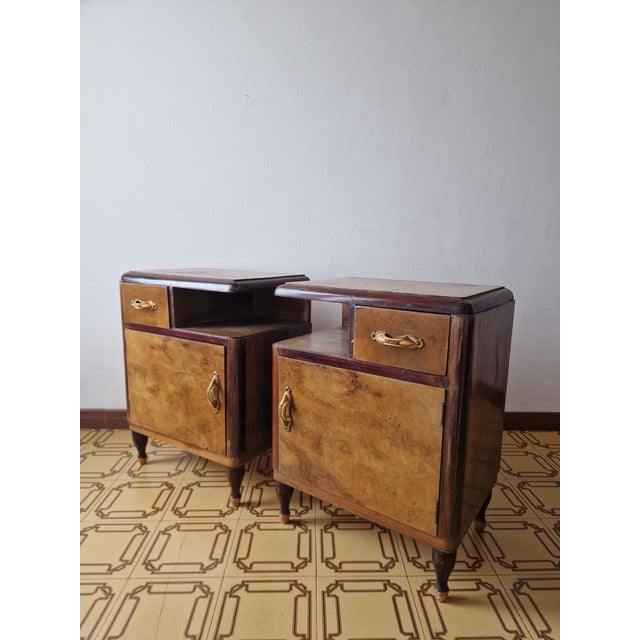 Art Deco Burl Bedside Tables, 1930, Set of 2 For Sale - Image 4 of 17