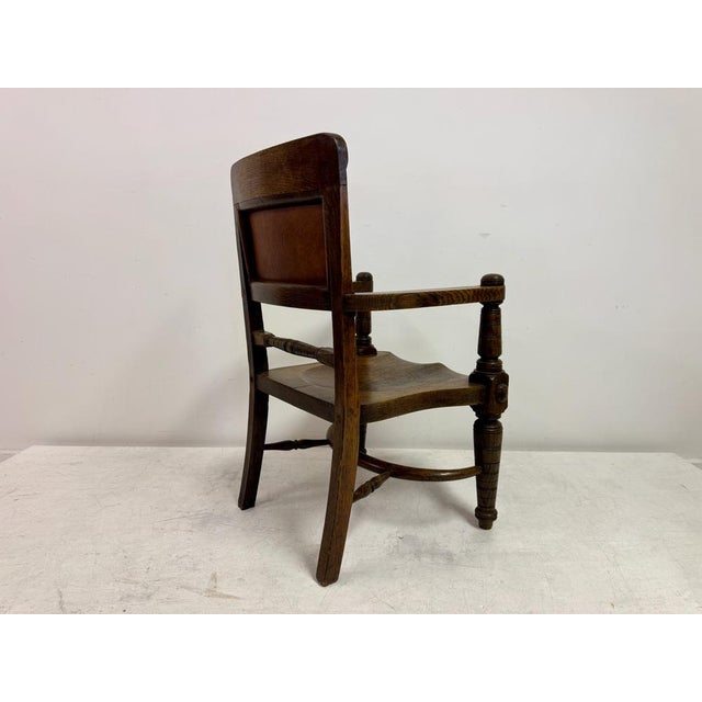 Arts and Crafts Oak Armchair with Saddle Seat, Early 20th Century For Sale - Image 9 of 14