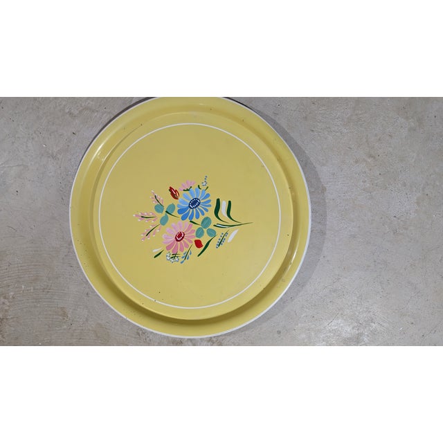 1950s Vintage Hand Painted Toleware Tray Mid Century Modern For Sale - Image 5 of 8