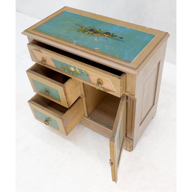 Victorian Hand Painted Dresser Mirror King Bed Headboard Chair Footstool Drawers For Sale - Image 16 of 18