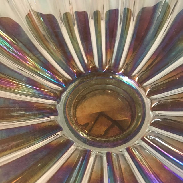 Mid-Century Clear Irridescent Bowl Large With Ruffled Edges For Sale - Image 4 of 8
