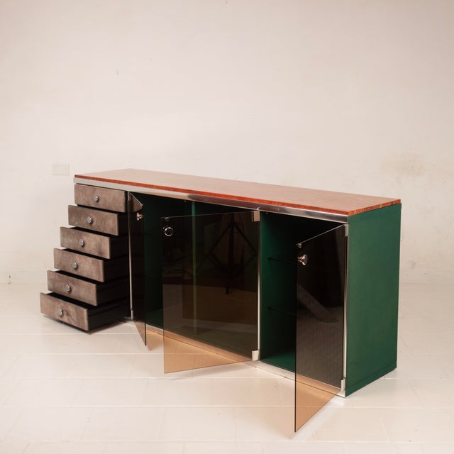 Marble and Leather Tucroma Sideboard by Guido Faleschini for i4 Mariani, 1970 For Sale - Image 14 of 18