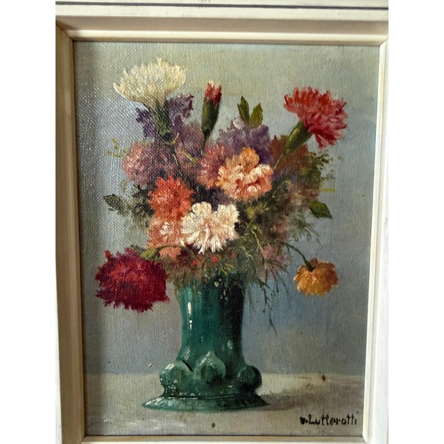 Vintage 1960s Austrian Otto von Lutterotti floral still life oil on canvas, signed. He mostly painted landscapes of...