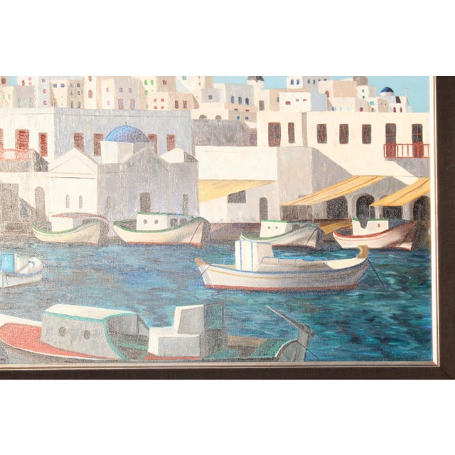 Blue 1980s Greek Islands Original Painting For Sale - Image 8 of 11