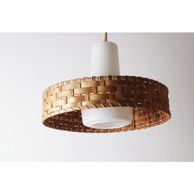 Mid-Century Modern Glass Pinewood Raffia Hanging Lamp by Doria, 1960s For Sale - Image 9 of 17