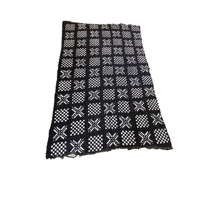 1980s Vintage Malian Black & White Mud Cloth Textile 65" by 42" For Sale - Image 5 of 6