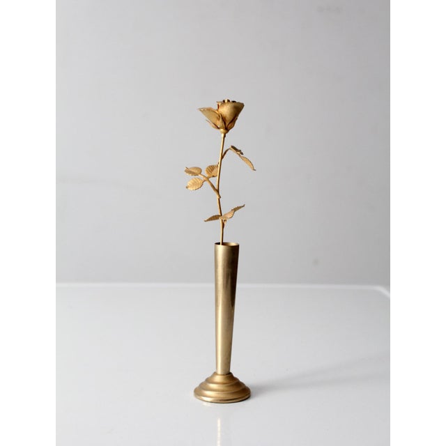 Mid-Century Brass Rose Bud Vase Figurine For Sale - Image 4 of 12