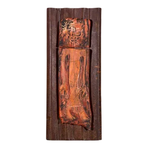 Late 20th Century Suzanne Wallace Mears Mixed Media Ceramic & Metal Wall Sculpture