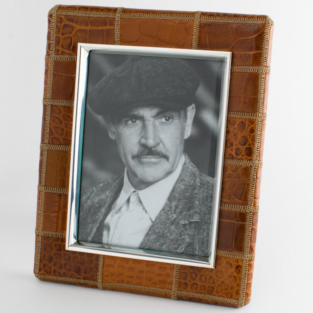 Italian designer Del Conte created this luxury leather and chrome picture frame. The rare piece was crafted in Italy circa...
